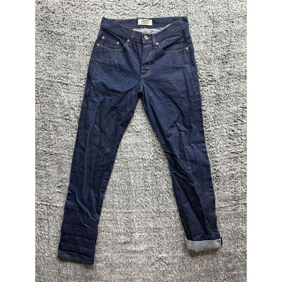 Naked & Famous Weird Guy High Jeans Men Size 29x32 Raw Nep Blue Denim Button Fly